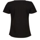 Black polo shirt with a checkered collar on a white background.