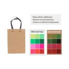 Kraft paper bag with examples of color printing on white and brown paper backgrounds.