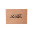 Brown paper bag with ADIO printed in bold black letters.