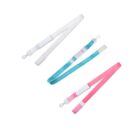 Three lanyards are shown: one is white, another is turquoise with white text and medical symbols, and the third is pink. Each has an adjustable buckle and a white clip at the end.