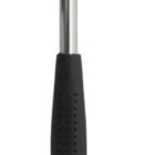Silver claw hammer with a black rubber grip handle.