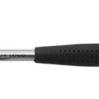 Silver claw hammer with a black ergonomic handle on a white background.