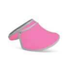 Pink visor with gray trim on a white background.
