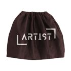 Brown drawstring pouch with ARTIST logo in white text on the front.