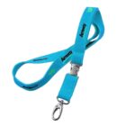A blue lanyard featuring the word Amway and VIP printed on it. The lanyard has a silver swivel hook clasp for attaching items.