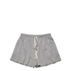 Gray drawstring shorts on a plain white background.