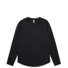 Black long-sleeve t-shirt, laid flat on a white background.