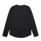 Black long-sleeve shirt, back view, on a white background.