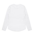 Back view of a plain white long-sleeve shirt on a white background.
