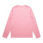 A plain, long-sleeve pink shirt shown from the back against a white background.