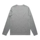 Gray long-sleeve t-shirt laid flat, viewed from the back.