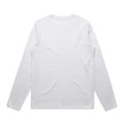 Plain white long-sleeve shirt laid flat, viewed from the back.