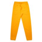 Bright yellow jogger sweatpants with an elastic waistband and drawstring, laid flat.