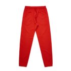 Bright red sweatpants with an elastic waistband and drawstring, laid flat on a white background.