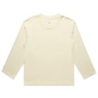 Beige long-sleeve crew neck t-shirt laid flat on a white background.