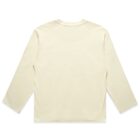 Plain, long-sleeve, cream-colored shirt shown from the back on a white background.