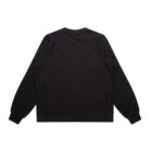 Black long-sleeve shirt, viewed from the back, isolated on a white background.