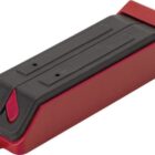 Red and black knife sharpener with a sleek design.