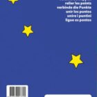 Blue background with yellow stars and connect the dots in multiple languages.
