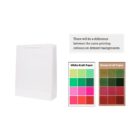 White shopping bag with color chart for white and brown kraft paper, noting print color differences.