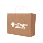 Brown paper bag with Ice Cream Studio and an ice cream icon.