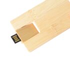 Bamboo USB flash drive with sliding cover extended to reveal connector.