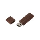 Wooden USB flash drive with cap removed, showing metal connector.