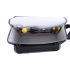 Open tool bag with organized tools inside.