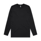 Black long-sleeve T-shirt on a white background.