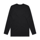 Black long-sleeve t-shirt shown from the back, on a plain white background.