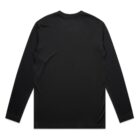 Black long-sleeve shirt with a plain back, laid flat on a white background.