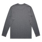 Gray long-sleeve shirt laid flat, back view.