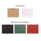 Five shopping bags in different colors displayed on a white background.