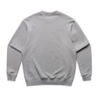 Gray sweatshirt, viewed from the back, on a white background.