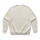 Back view of a plain beige sweatshirt on a white background.