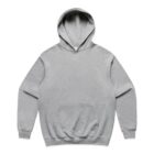 Gray hoodie with a front pouch pocket and hood, laid flat on a white background.