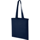 Dark blue fabric tote bag with two handles.