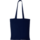 A plain navy blue tote bag with long handles.