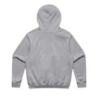 Gray hoodie displayed from the back against a white background.
