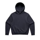 Black hoodie on a white background, displayed flat with hood up and sleeves extended.