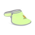 Bright green pet visor with gray trim and a small logo on the side.