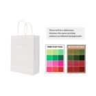 White paper bag and color comparison chart for white and brown kraft paper.