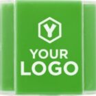 Green and white oval item with Your Logo text and hexagon graphic in the center.