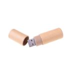 Brown cylindrical USB flash drive with its cap removed.