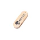 Wooden USB drive with Parramatta SCC and a logo printed on it.