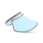 Light blue sun visor with gray trim, isolated on a white background.