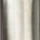 Stainless steel hip flask with a closed screw cap on top.