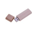 Wooden USB flash drive with cap detached.