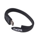 Black USB wristband with CaSPA printed on it.