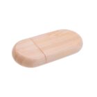 Wooden USB flash drive with a rounded, smooth design on a white background.